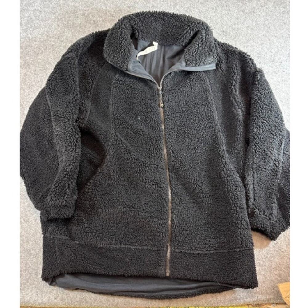 Lululemon Long Textured Fleece Jacket Womens M/L Black Teddy Cozy Outdoor W3EOWS